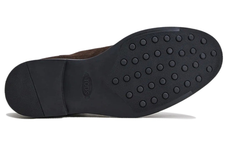 TOD'S Suede Fashion Slip-On Ankle Chelsea Boots 'Dark Brown' 圖 4
