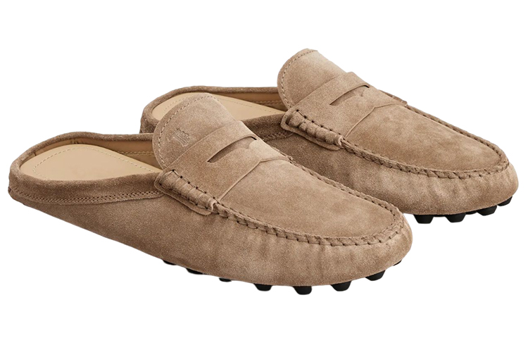 TOD'S Suede Flat Fashion Slipper 'Light Brown' 圖 3