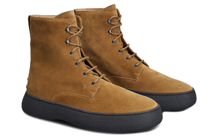 TOD'S Suede Lace-Up Boots 'Brown' 圖 3