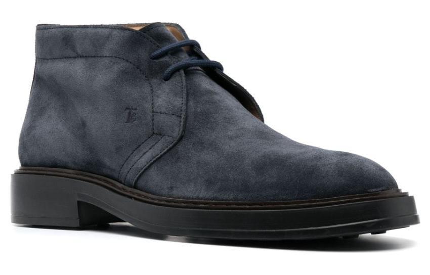 Order TOD'S Sepatu Boot Suede Biru Tali Bulat Ankle Toe XXM61K00D80RE09999