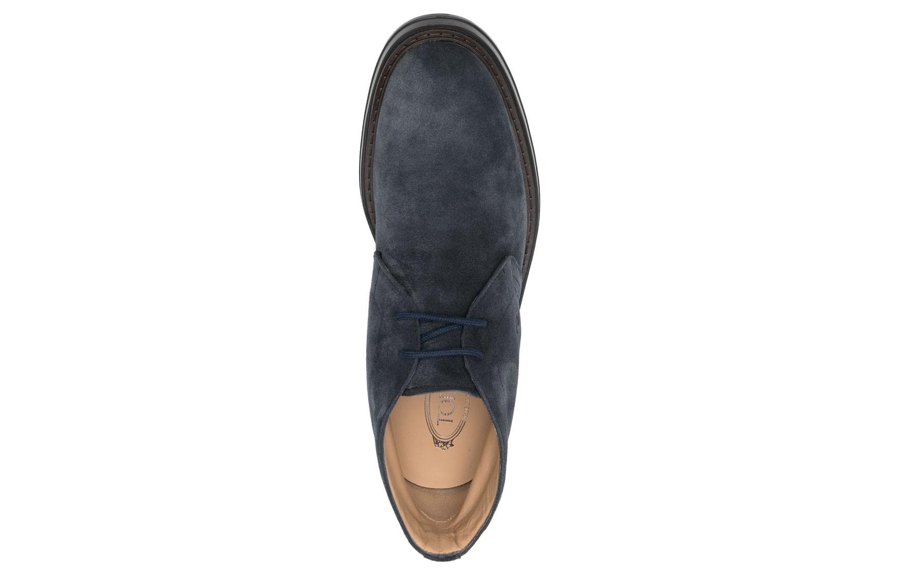 Shop TOD'S Sepatu Boot Suede Biru Tali Bulat Ankle Toe XXM61K00D80RE09999