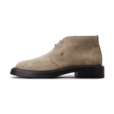 TOD'S Suede Lace-Up Round Toe Short Boots 'Beige'