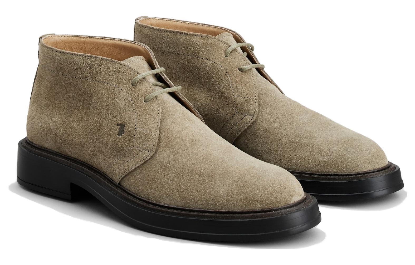 Order TOD'S Boots Pendek Suede Beige Tali Depan Ujung Bulat XXM61K00D80RE0C405