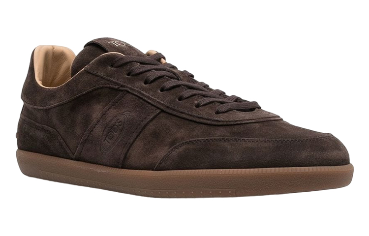 TOD'S Suede Leather Logo Low-Top Sneakers 'Distressed Brown' 圖 2