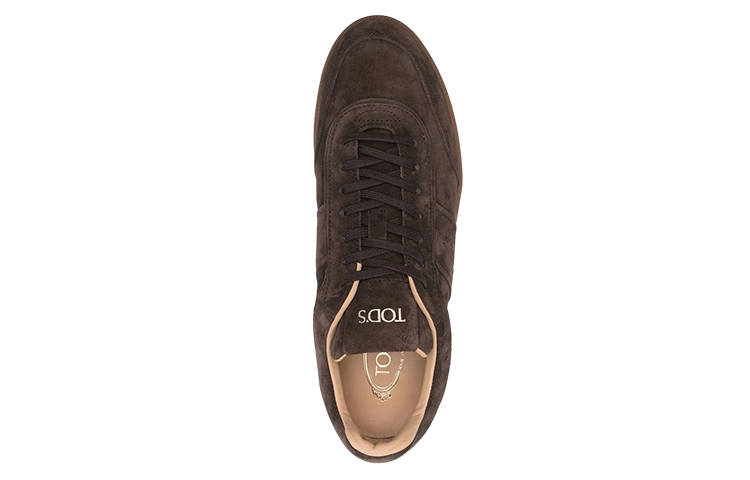 TOD'S Suede Leather Logo Low-Top Sneakers 'Distressed Brown' 圖 3