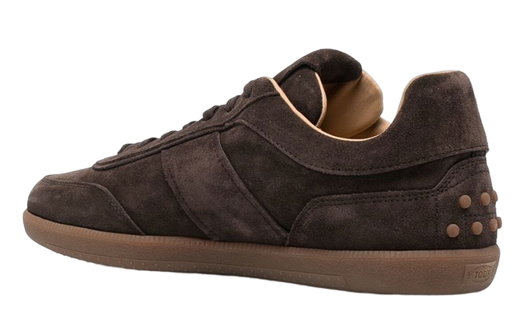 TOD'S Suede Leather Logo Low-Top Sneakers 'Distressed Brown' 圖 4