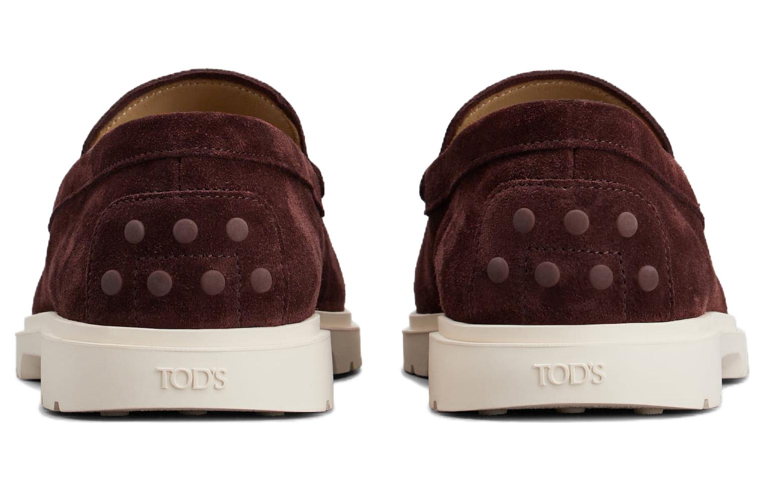 TOD'S Suede Slip-On Loafers 'Red Brown' 圖 3