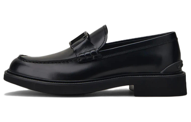 TOD'S T-Bar Buckle Leather Loafers 'Black'