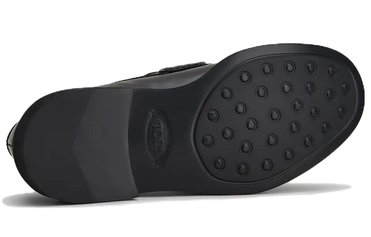 TOD'S T-Bar Buckle Leather Loafers 'Black' 圖 4