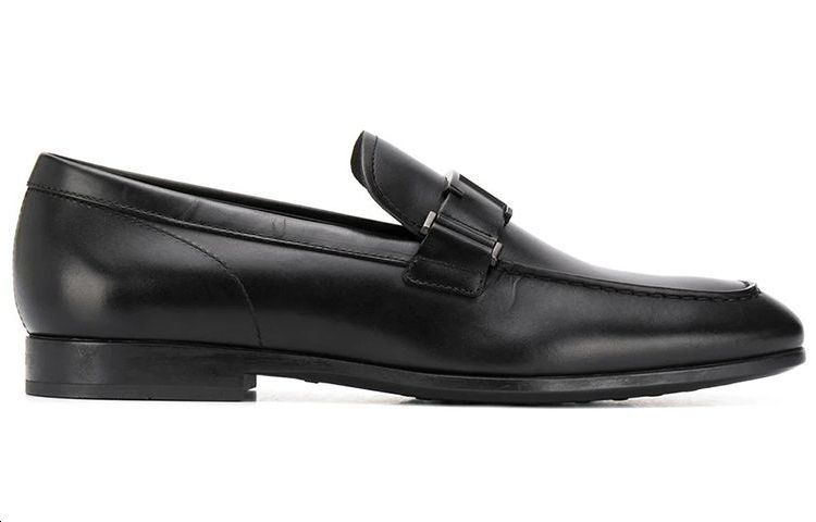TOD'S T Logo Leather Loafers 'Black' 圖 2