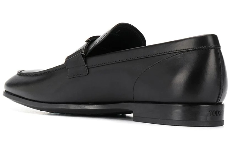 TOD'S T Logo Leather Loafers 'Black' 圖 4