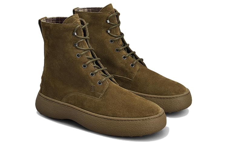 Order TOD''S WG Suède Leren Veterlaarzen Enkel ''Groen Mode'' XXM09J0GG805CFV612