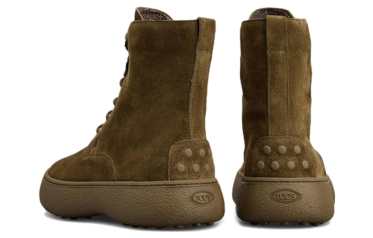 Lookbook TOD''S WG Suède Leren Veterlaarzen Enkel ''Groen Mode'' XXM09J0GG805CFV612