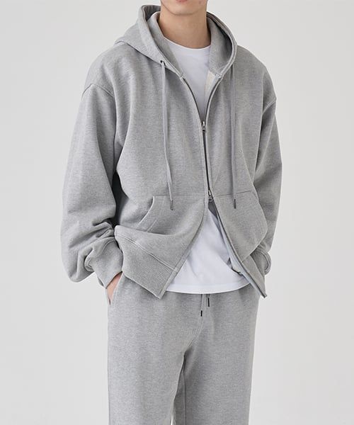 TOFFEE 2WAY Sweat Hoodie Zip-Up (Melange Grey) TAF-2WHZU01MG
