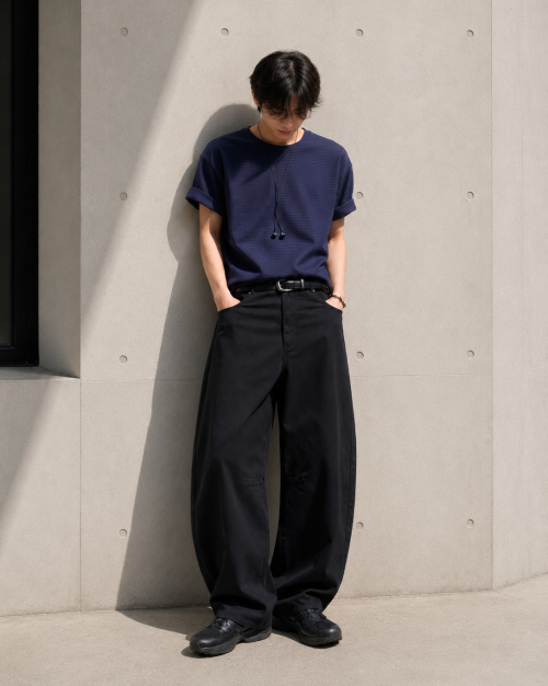 Order TOFFEE Curved Barrel Cotton Pants (Black) T6S-CBCPT57BK