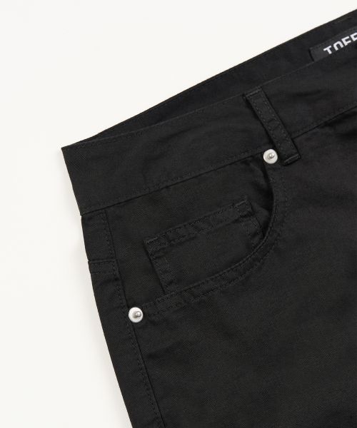 Shop TOFFEE Curved Barrel Cotton Pants (Black) T6S-CBCPT57BK