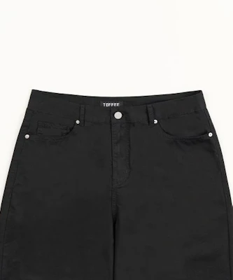 TOFFEE Curved Barrel Cotton Pants (Black) T6S-CBCPT57BK Details for TOFFEE Curved Barrel Cotton Pants (Black) T6S-CBCPT57BK