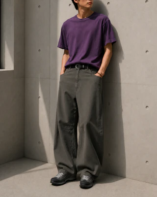 TOFFEE Curved Barrel Cotton Pants (Charcoal) T6S-CBCPT57CH Order TOFFEE Curved Barrel Cotton Pants (Charcoal) T6S-CBCPT57CH