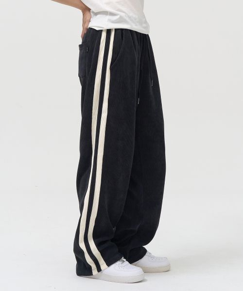 Toffee Double Side Line Track Vertical Pants (Dark Navy) T3F-DSTVPT104DN