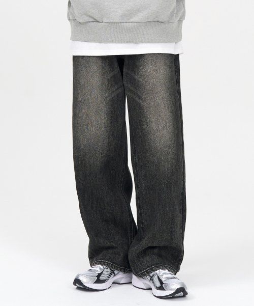 TOFFEE More Wide Denim Pants (Washed Raw Black) T3S-MWDPTWRB