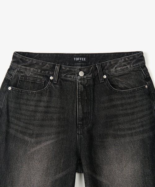 Lookbook TOFFEE More Wide Denim Pants (Washed Raw Black) T3S-MWDPTWRB