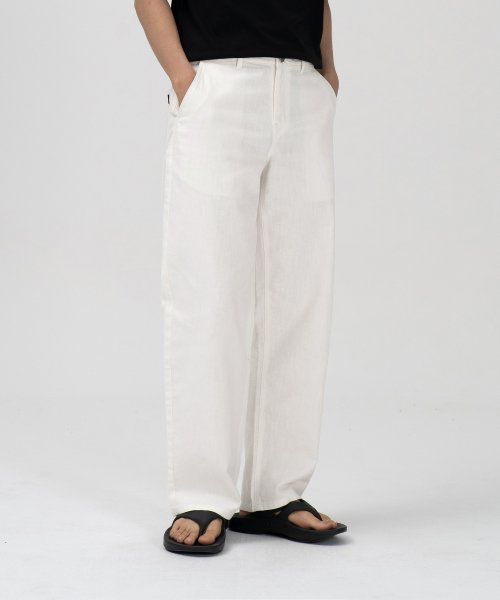 TOFFEE Natural Linen Denim Wide Pants (Off White) T3S-NLDWPT22