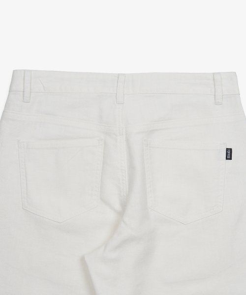 Shop TOFFEE Natural Linen Denim Wide Pants (Off White) T3S-NLDWPT22