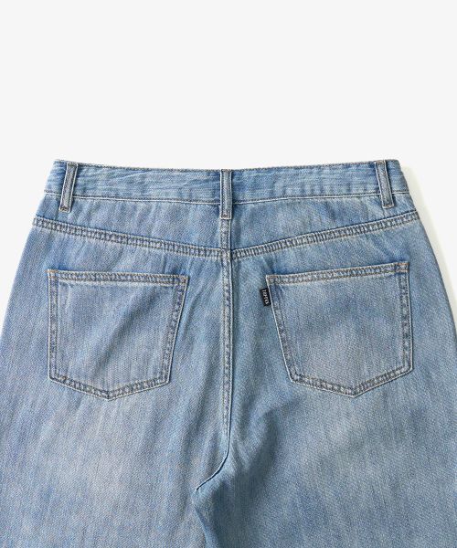 Shop TOFFEE SL01 Summer Denim Wide Pants (Fade Light Blue) T4S-LDWPTFLB