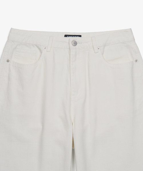 Shop TOFFEE SL01 Summer Denim Wide Pants (Off White) T3S-LDWPTOW