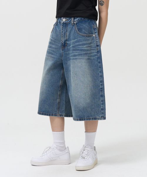 TOFFEE Washed Bermuda Denim Pants (Blue) T4S-WBDPT227BL