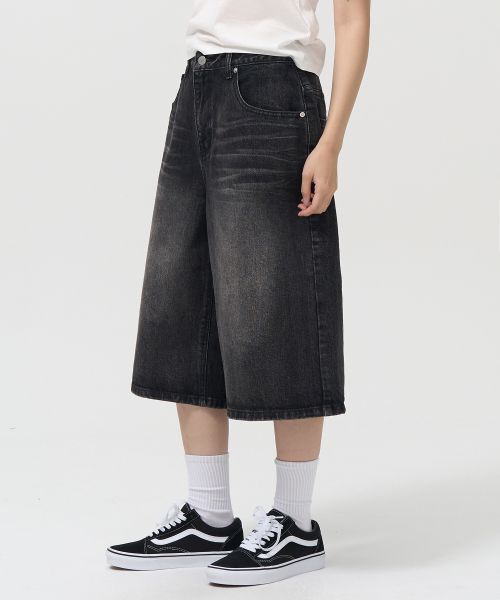 TOFFEE Washed Bermuda Denim Pants (Grey) T4S-WBDPT227GY