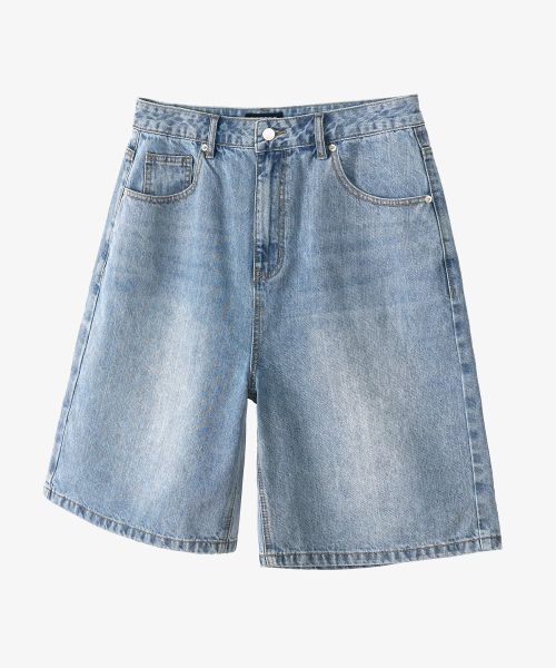 Lookbook TOFFEE Washed Half Denim Pants (Light Blue) T4S-WHDPT218LB