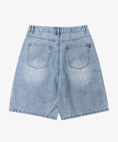 Shop TOFFEE Washed Half Denim Pants (Light Blue) T4S-WHDPT218LB