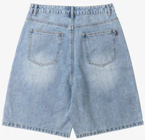 Shop TOFFEE Washed Half Denim Pants (Light Blue) T4S-WHDPT218LB