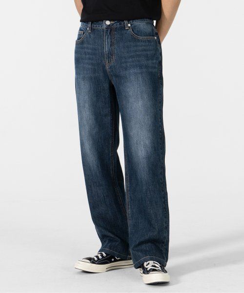 Toffee Wide Denim Pants (Washed Blue Black) TAS-WDDPWB