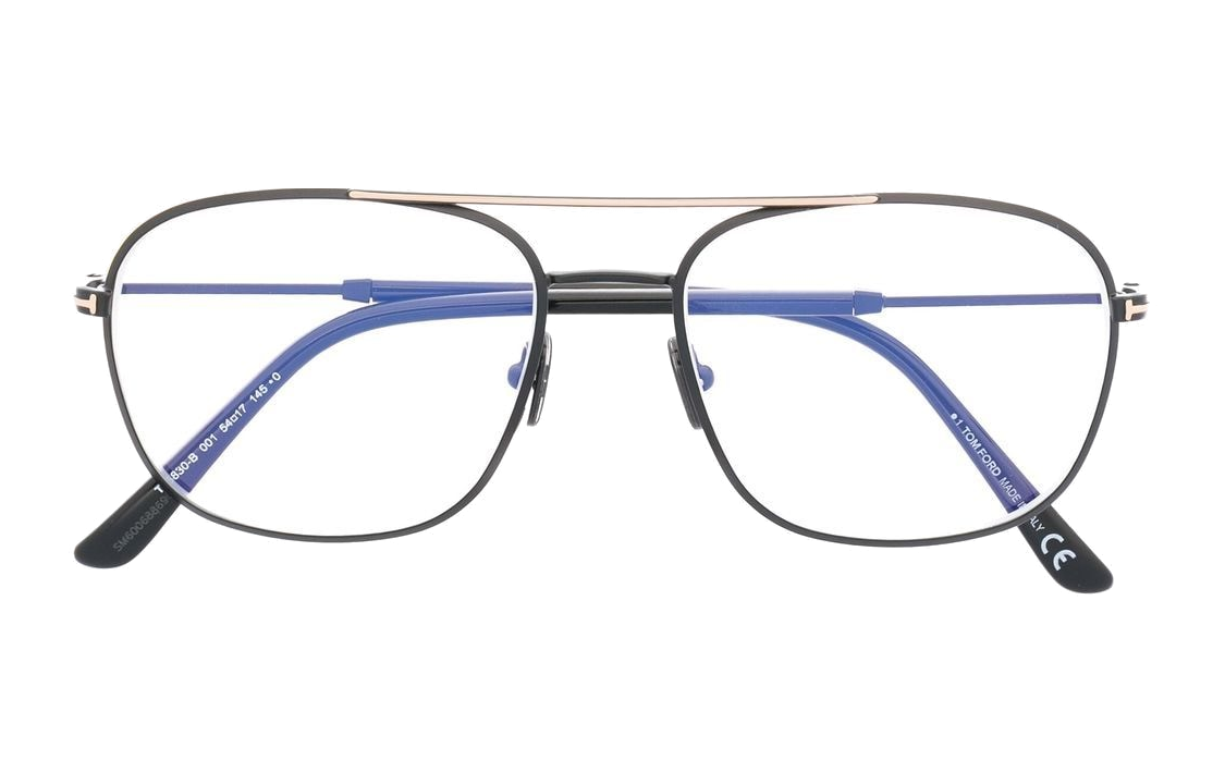 TOM FORD  Black Brass Aviator Optical Glasses with Logo Detail. FT5830B 圖 3