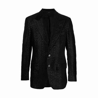 TOM FORD Black Patterned Jacquard Single-Breasted Blazer. JLAP02VM-P01