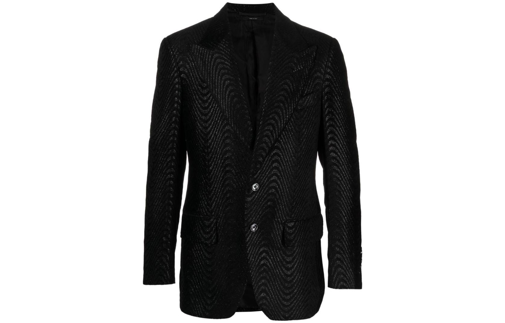 Order TOM FORD 黑色圖紋提花單排扣西裝外套 JLAP02VM-P01