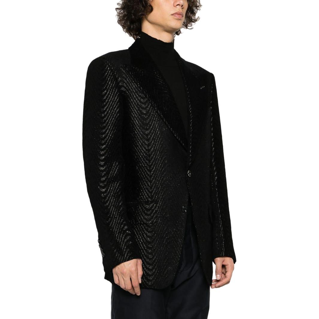 Purchase TOM FORD 黑色圖紋提花單排扣西裝外套 JLAP02VM-P01