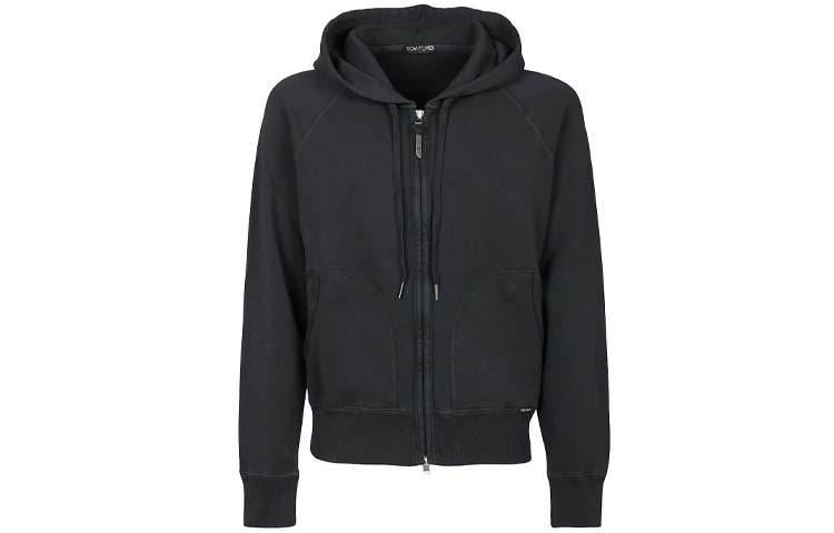 TOM FORD  Black Solid Color Drawstring Long Sleeve Hoodie Jacket TFJ986BY265K09