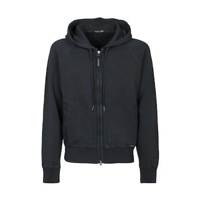 TOM FORD Black Solid Color Drawstring Long Sleeve Hoodie Jacket TFJ986BY265K09