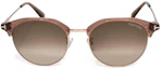 Lookbook TOM FORD Brown Mirror Logo Nickel Alloy Plastic Browline Sunglasses. swft0889k45f55