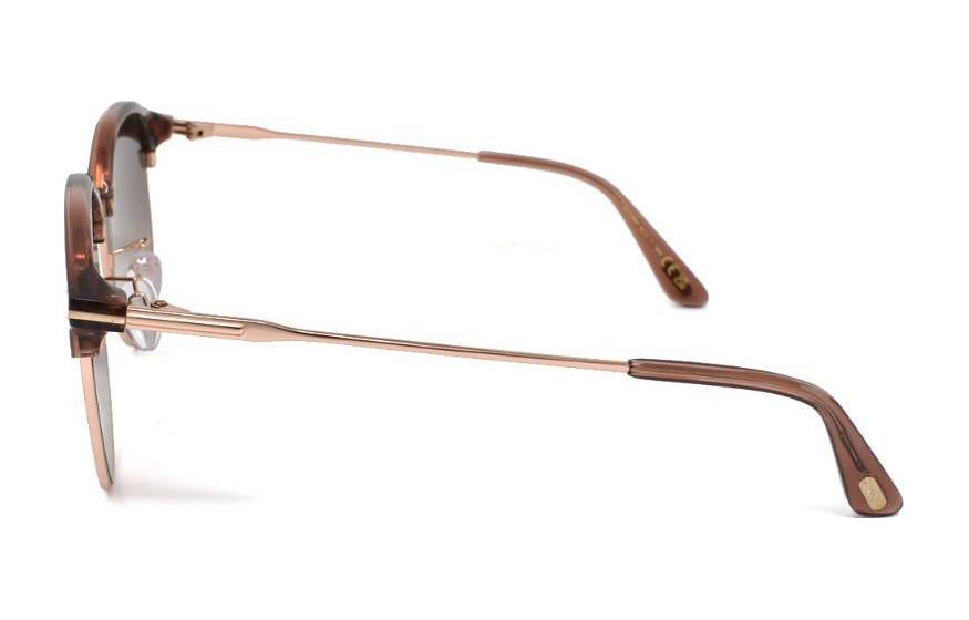 Shop TOM FORD  Brown Mirror Logo Nickel Alloy Plastic Browline Sunglasses. swft0889k45f55