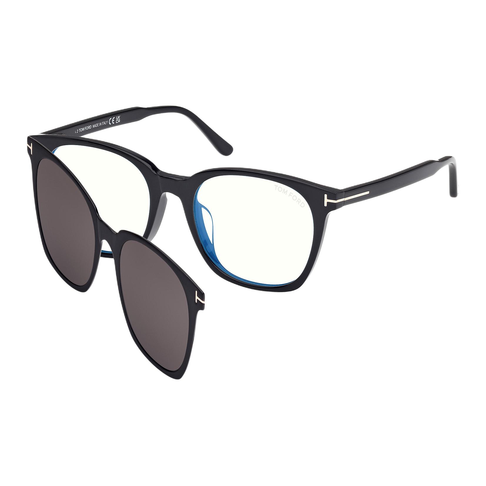 Tom Ford [Prescription Available] TF 6052 Full-Frame Square Optical Glasses & Clip-On Sunglasses - Black TF6052-D-B-001