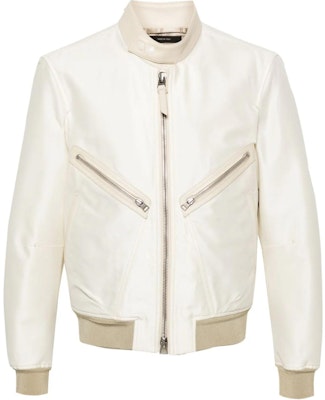 TOM FORD Chaqueta Bomber Slim Fit Blanca Marfil con Cremallera y Cuello Alto. OBS027FMW027S24 Buy TOM FORD Chaqueta Bomber Slim Fit Blanca Marfil con Cremallera y Cuello Alto. OBS027FMW027S24