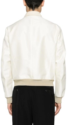 TOM FORD Chaqueta Bomber Slim Fit Blanca Marfil con Cremallera y Cuello Alto. OBS027FMW027S24 Shop TOM FORD Chaqueta Bomber Slim Fit Blanca Marfil con Cremallera y Cuello Alto. OBS027FMW027S24