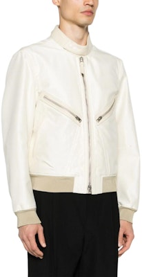 TOM FORD Chaqueta Bomber Slim Fit Blanca Marfil con Cremallera y Cuello Alto. OBS027FMW027S24 Purchase TOM FORD Chaqueta Bomber Slim Fit Blanca Marfil con Cremallera y Cuello Alto. OBS027FMW027S24