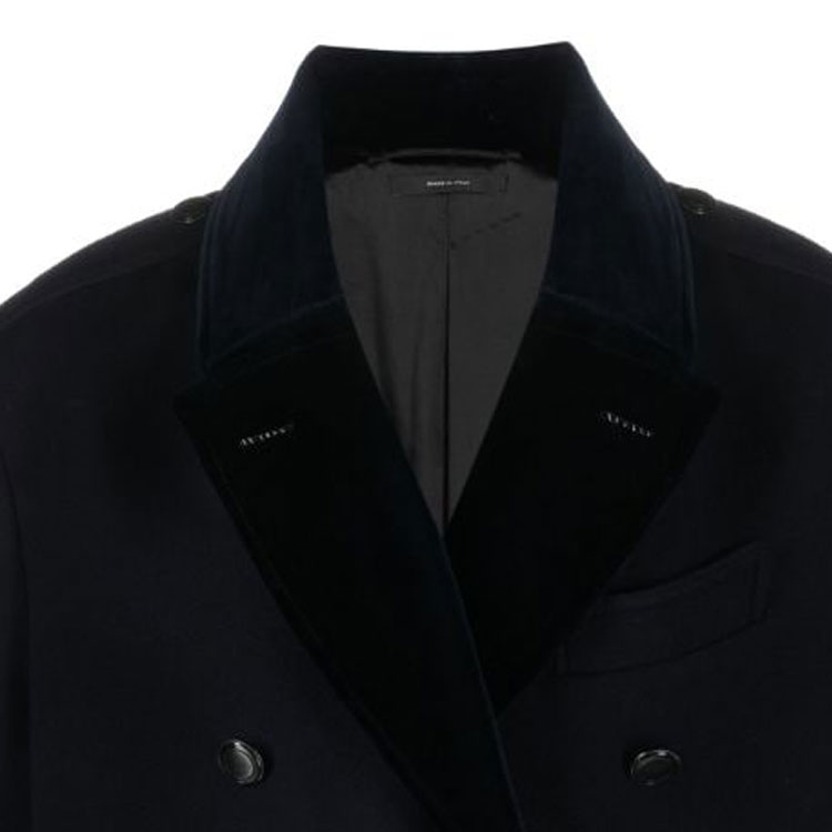 Cheap 汤姆福特 双排扣宽松版长款大衣 深夜蓝 OPR003FMW020F23-HB781