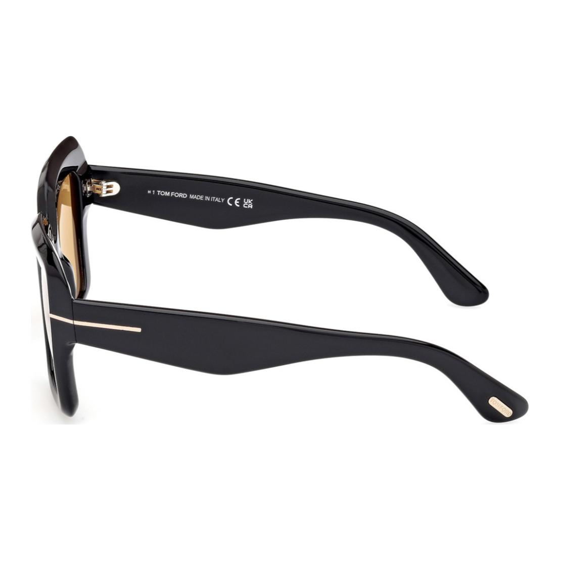 Shop TOM FORD Cermin Mata Hitam Persegi Acetate dengan Logo pada Tangkai. FT1157