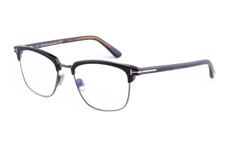 Tom Ford Adjustable Prescription TF Black Metal Acetate Browline Optical Glasses Unisex TF5683-B-052